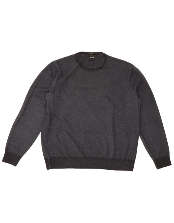 Sweter damski Hugo Boss z okrągłym dekoltem, UK 18 XL, szara wełna