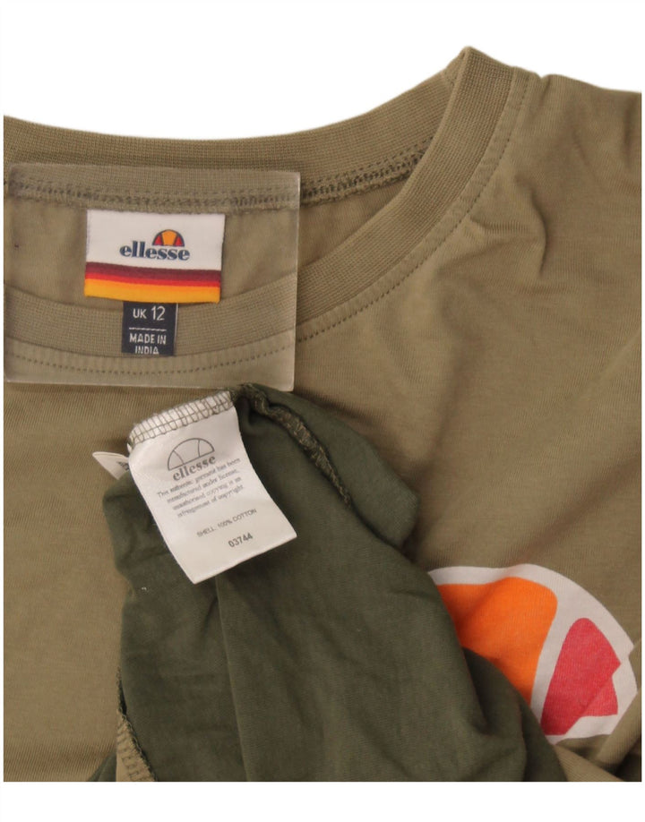 Damska koszulka oversize Ellesse z grafiką Top UK 12 Medium Khaki, blok kolorów