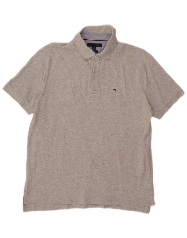 Męska koszulka polo Tommy Hilfiger o klasycznym kroju, średnioszara, bawełniana