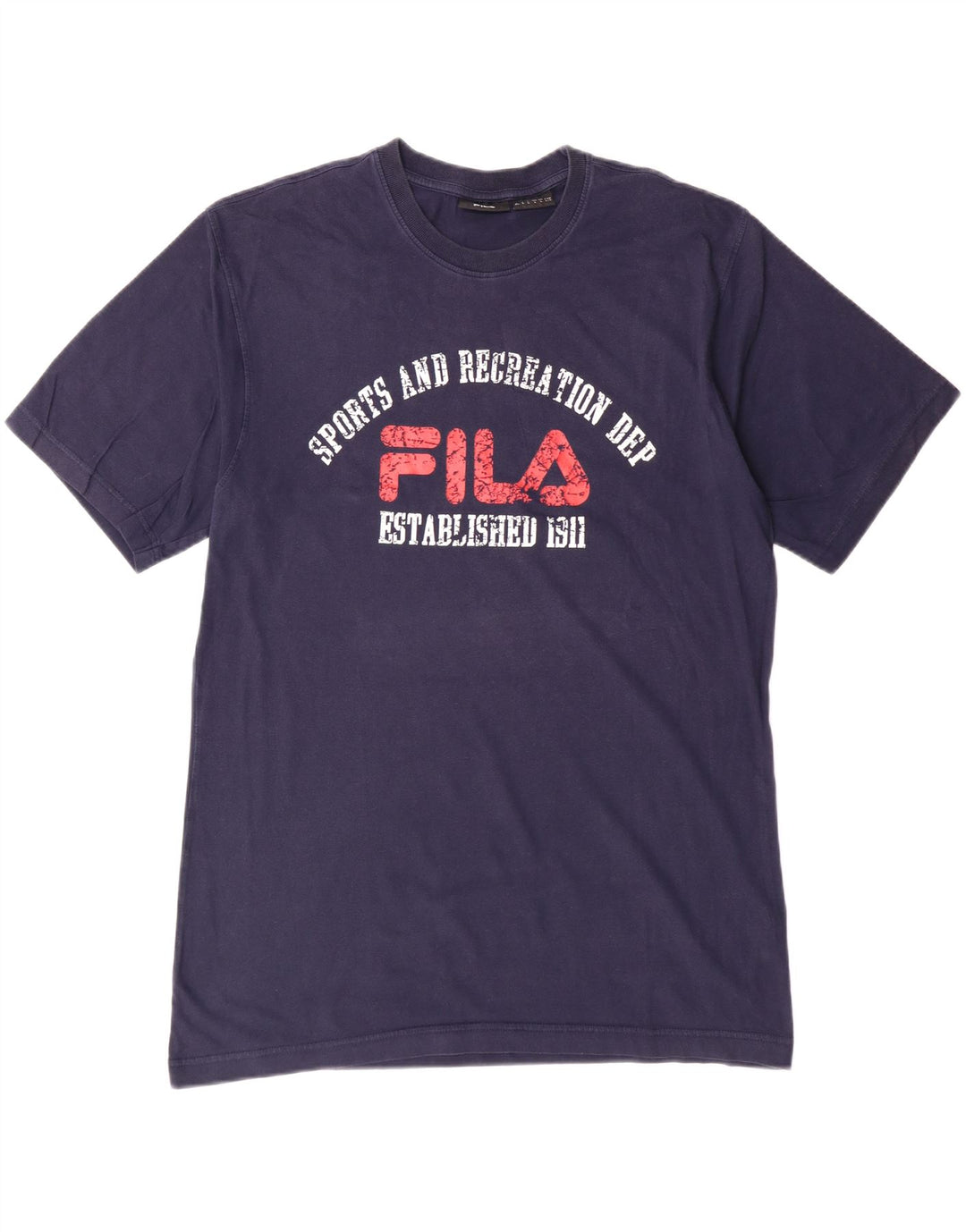 FILA Mens Graphic T-Shirt Top Large Navy Blue Cotton