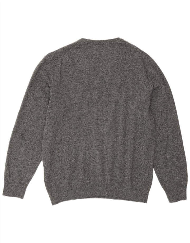 Męski sweter GANT z dekoltem w kształcie litery V, XL, szara wełna owcza