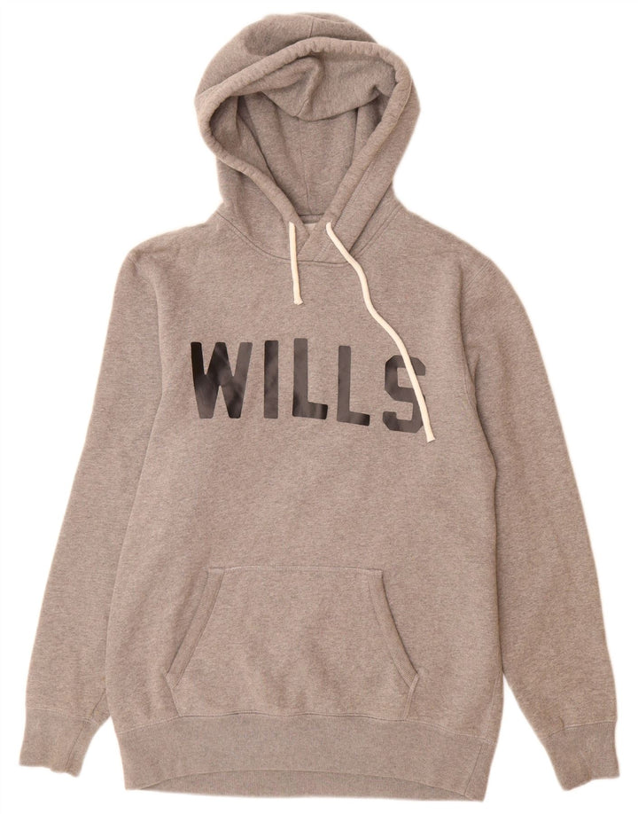 Męski sweter z kapturem i grafiką JACK WILLS XS, szary, bawełniany