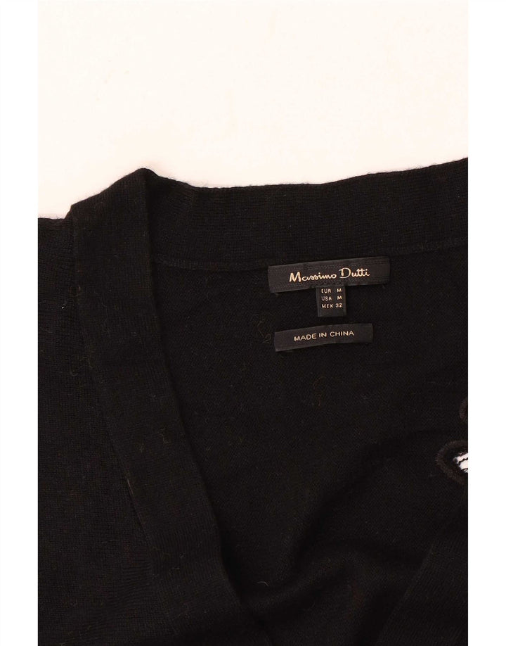 Damski sweter oversize Massimo Dutti UK 14, średni czarny w kwiaty