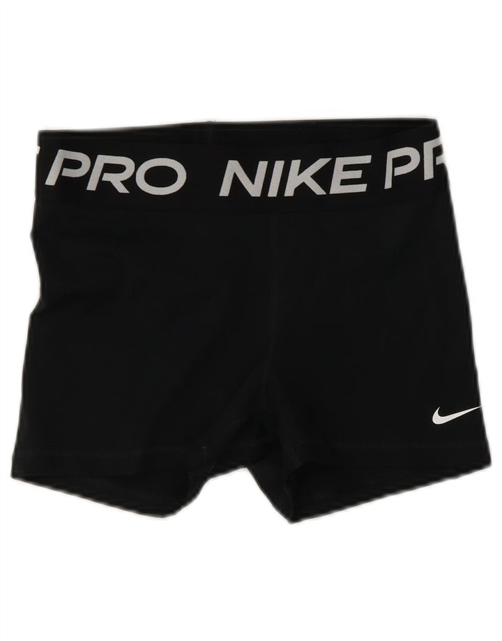 Damskie spodenki sportowe NIKE Dri Fit Graphic UK 10, małe, czarne, poliestrowe