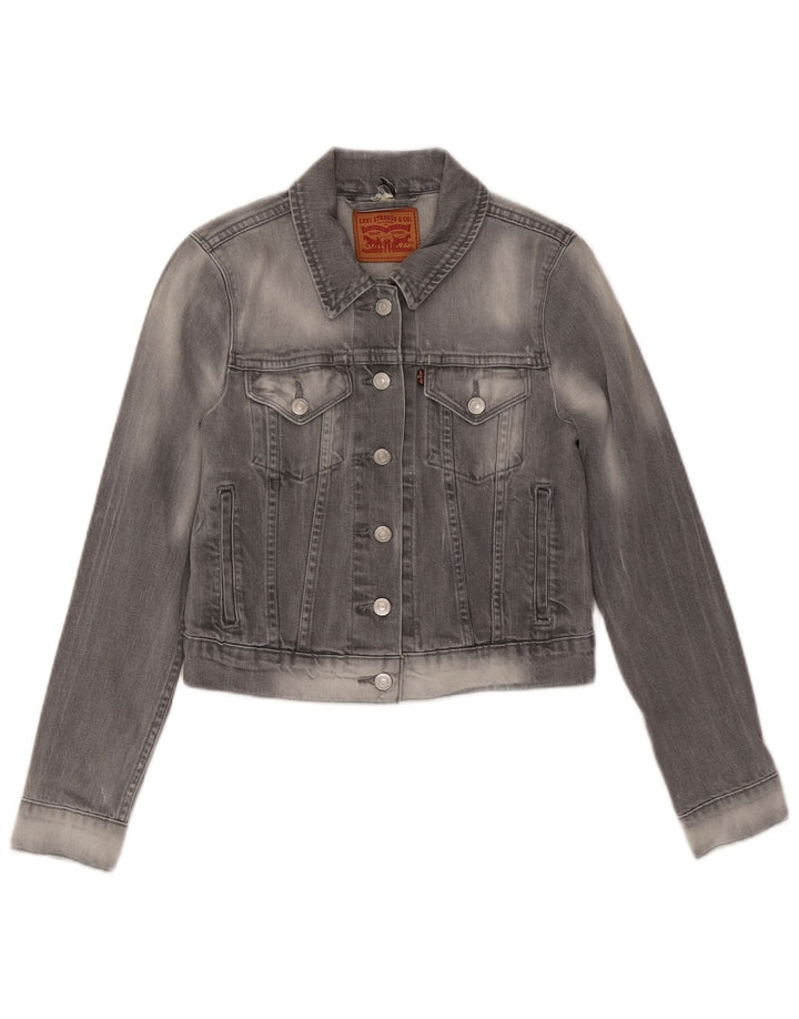 Damska kurtka jeansowa LEVI'S Crop UK 10, mała, szara bawełna