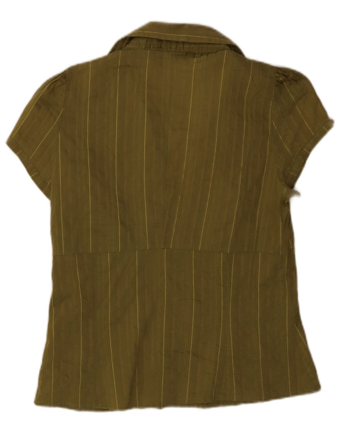 Damska koszula pulowerowa ZARA z krótkim rękawem UK 14, duża, bawełniana w paski khaki