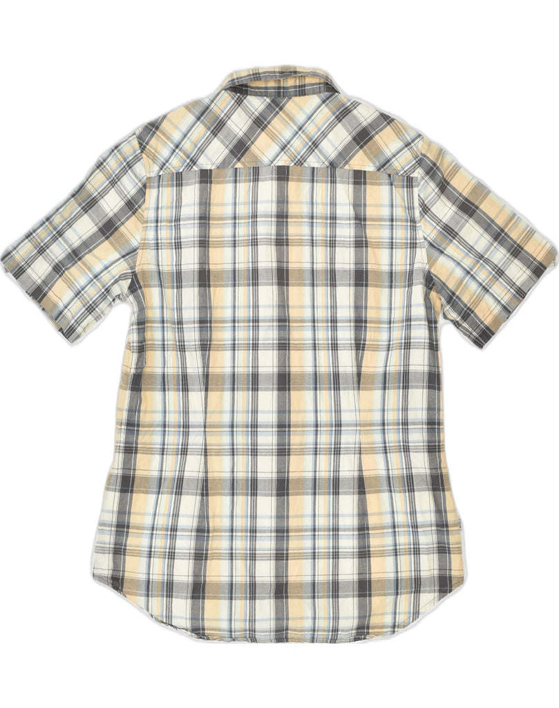 AIGLE Mens Short Sleeve Shirt Size 40 Medium Beige Plaid Cotton | Vintage | Thrift | Second-Hand | Used Clothing | Messina Hembry 