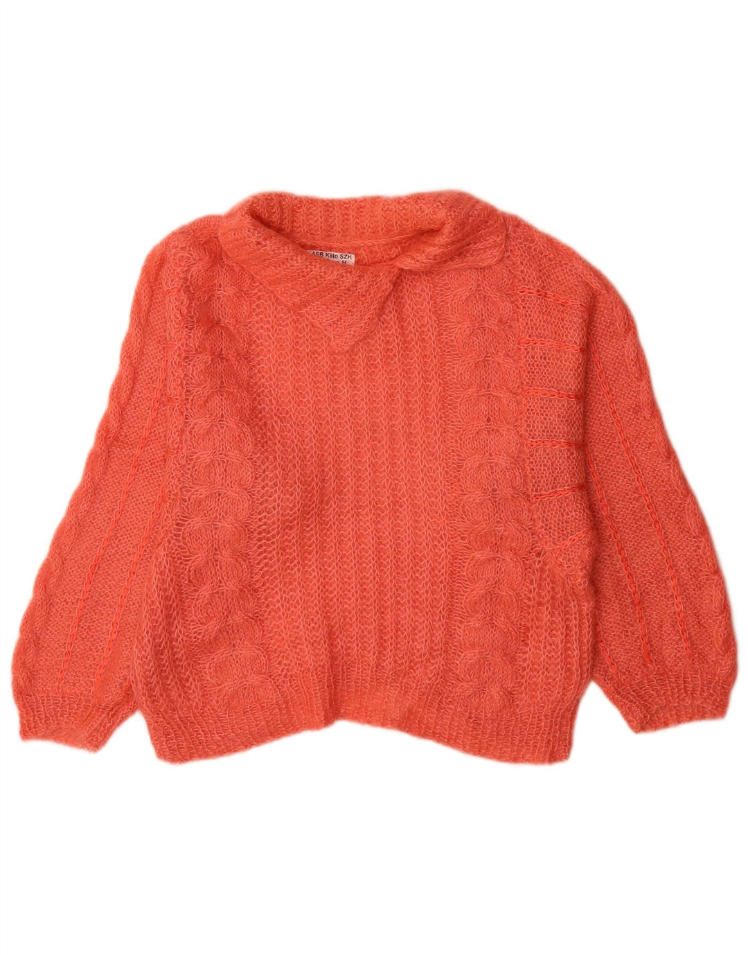 Sweter damski w stylu vintage z golfem UK 12, średni pomarańczowy