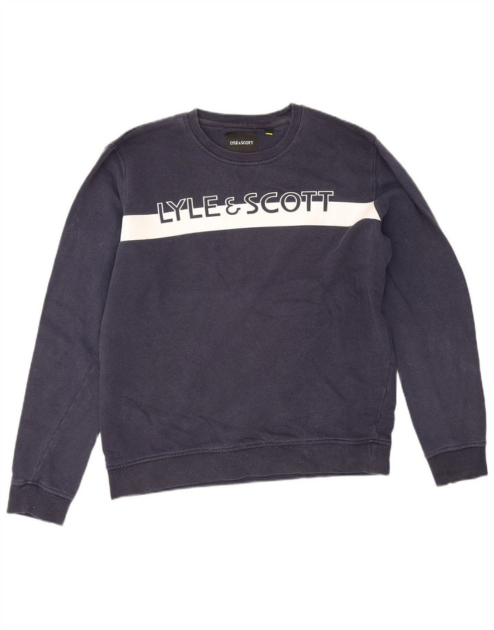 Męska bluza z grafiką Lyle & Scott, średni granat, blok kolorów