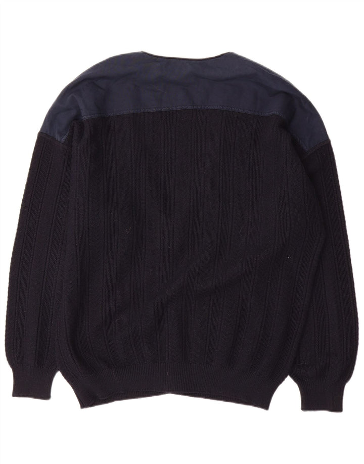 Il Granchio Męski sweter rozpinany, duży, granatowy, z blokami kolorów