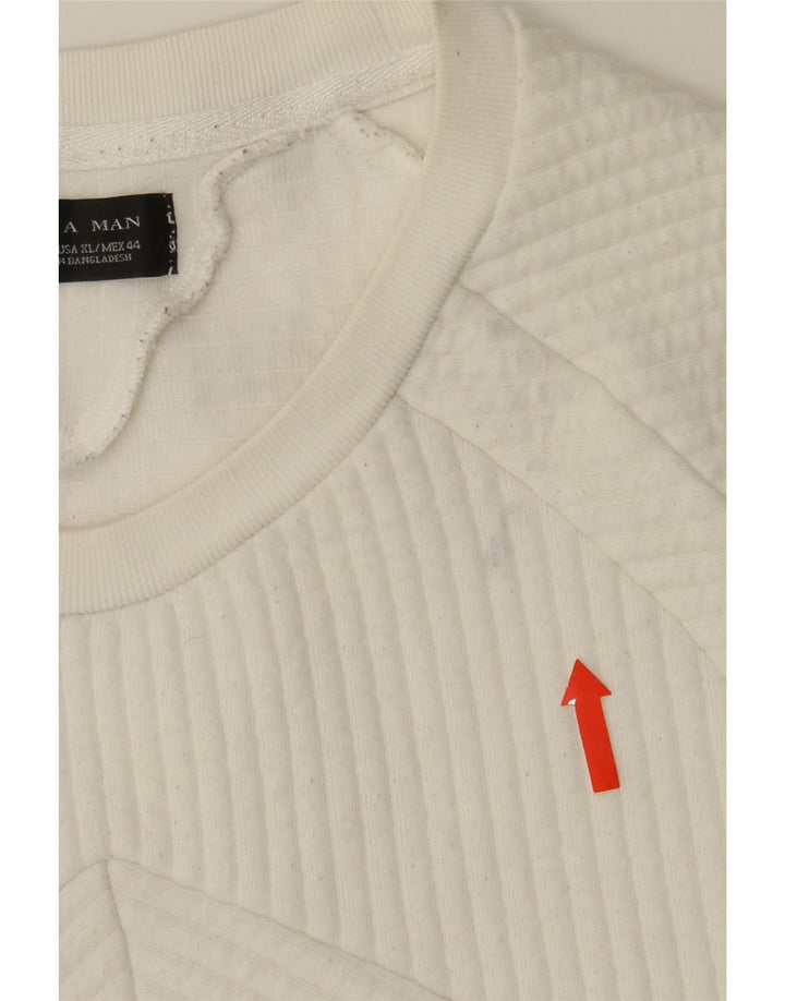 ZARA Mens Sweatshirt Jumper XL White Cotton Vintage Zara and Second-Hand Zara from Messina Hembry 