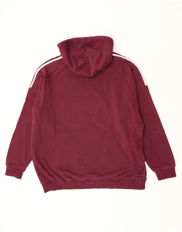 Adidas Męska bluza z kapturem XL, bordowa, bawełniana z blokami kolorów