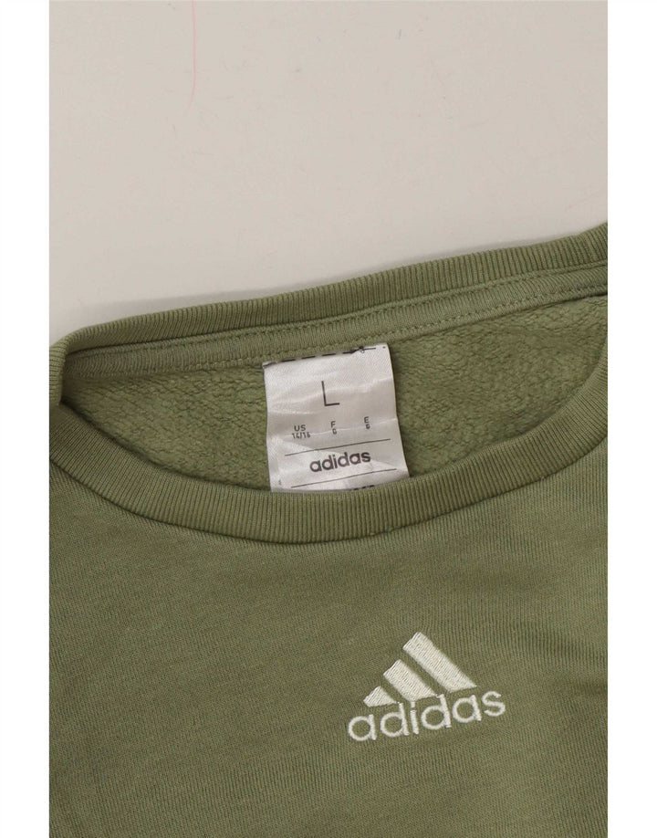 Bluza damska Adidas Jumper US 14/16, duża, zielona bawełna