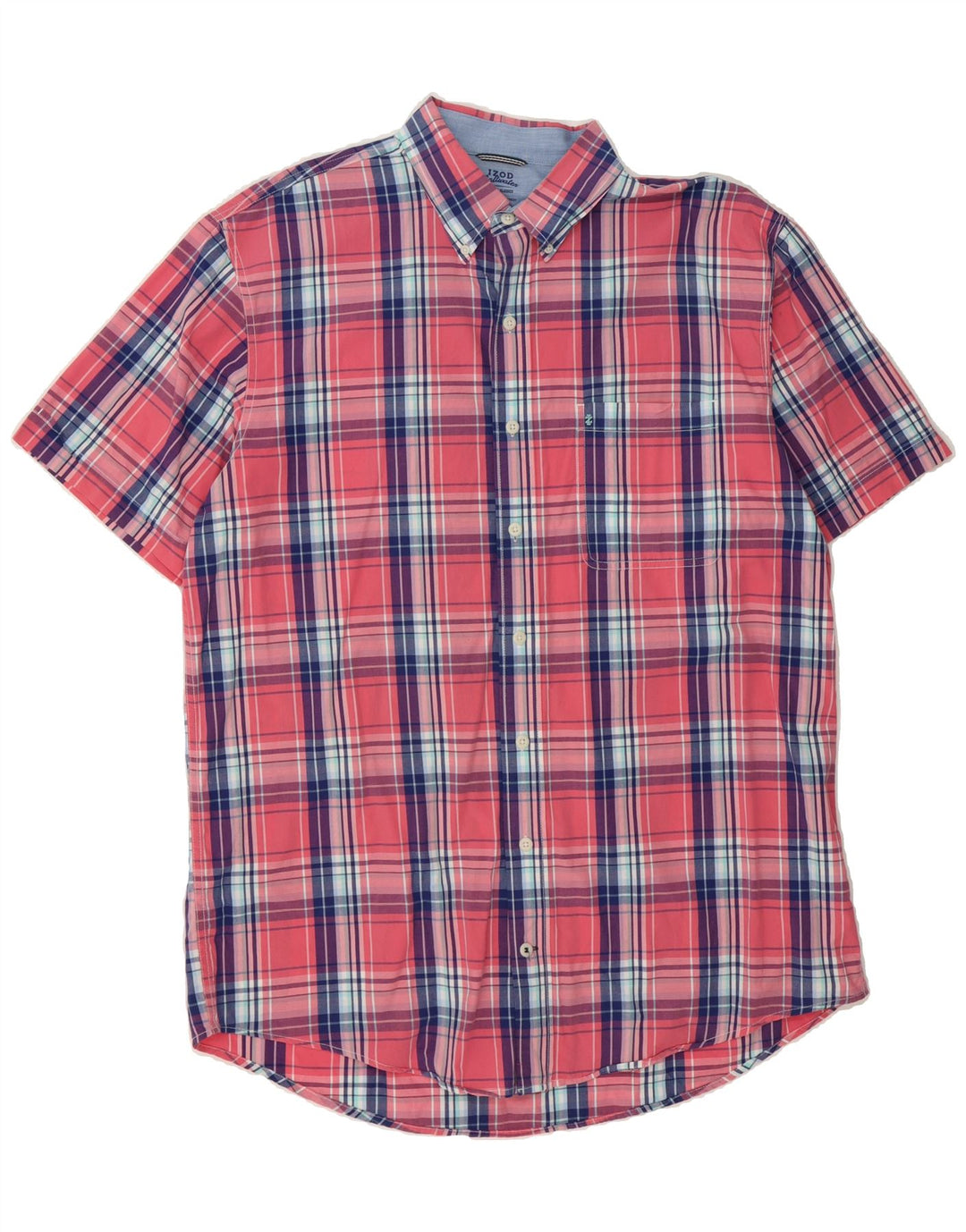 IZOD Mens Relaxed Classics Short Sleeve Shirt Large Pink Check Cotton Vintage Izod and Second-Hand Izod from Messina Hembry 