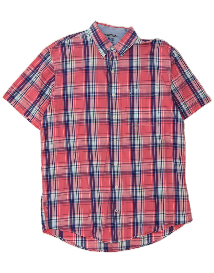 IZOD Mens Relaxed Classics Short Sleeve Shirt Large Pink Check Cotton Vintage Izod and Second-Hand Izod from Messina Hembry 