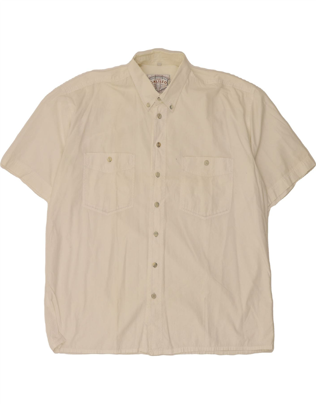 GALILEO Mens Short Sleeve Shirt Size 43/44 XL White Vintage Galileo and Second-Hand Galileo from Messina Hembry 