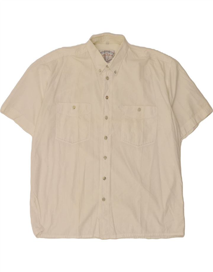 GALILEO Mens Short Sleeve Shirt Size 43/44 XL White Vintage Galileo and Second-Hand Galileo from Messina Hembry 