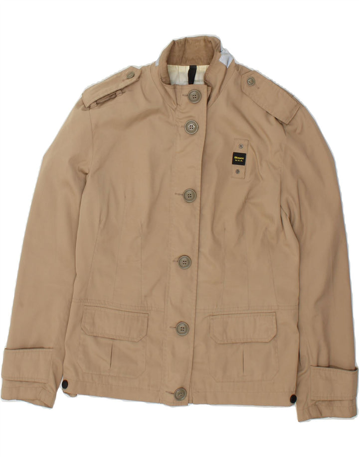 BLAUER Womens Military Jacket UK 14 Medium Beige Polyester Vintage Blauer and Second-Hand Blauer from Messina Hembry 