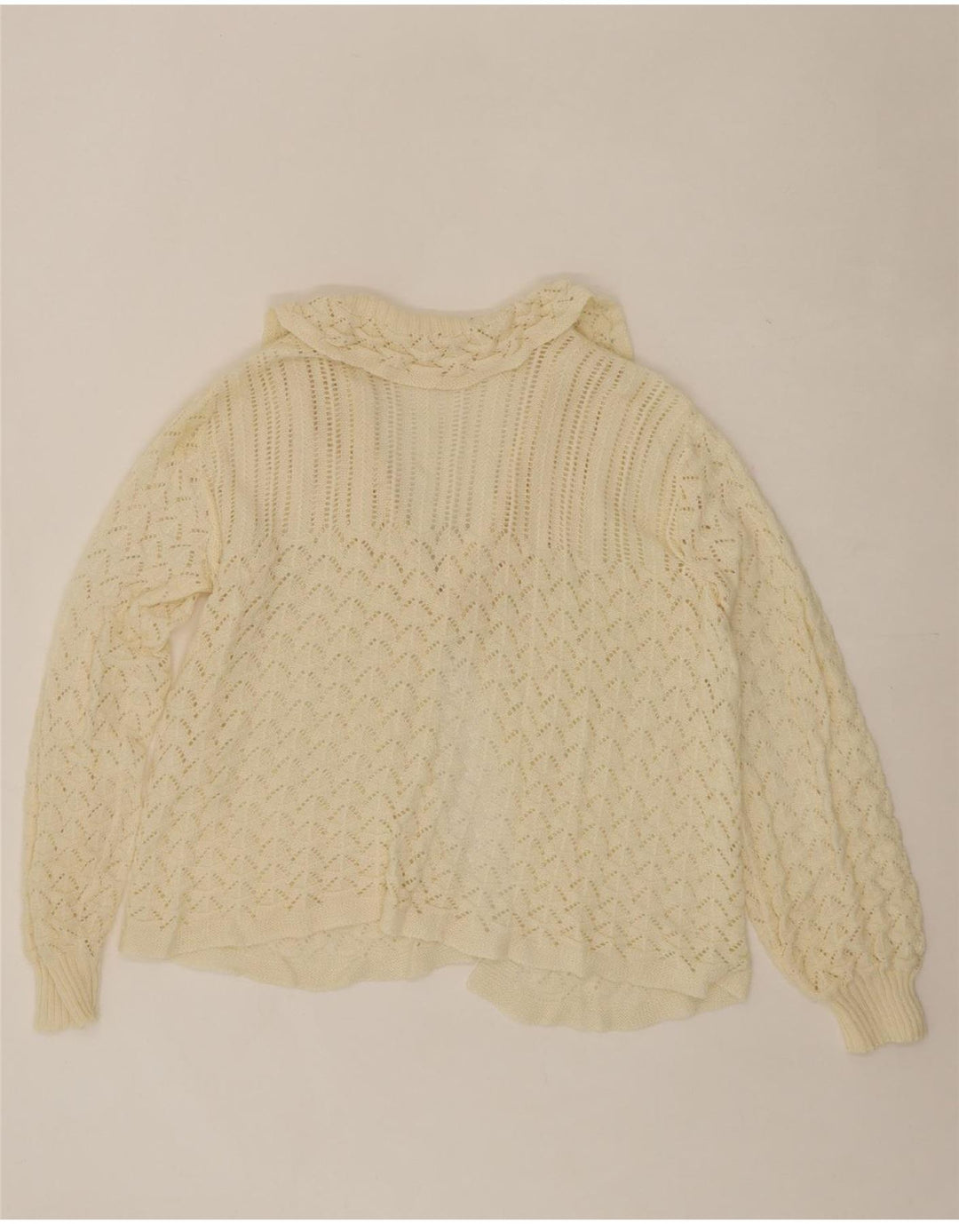 VINTAGE Womens Oversized Open Cardigan Sweater UK 18 XL White Vintage Vintage and Second-Hand Vintage from Messina Hembry 