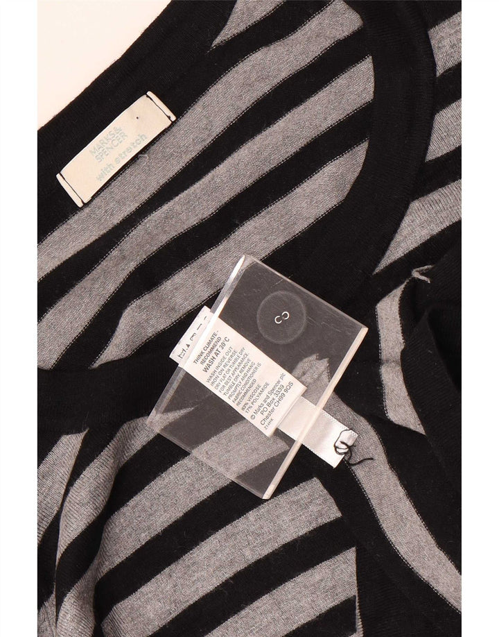 Marks & Spencer Damski sweter typu Crop Cardigan UK 8 w małe szare paski