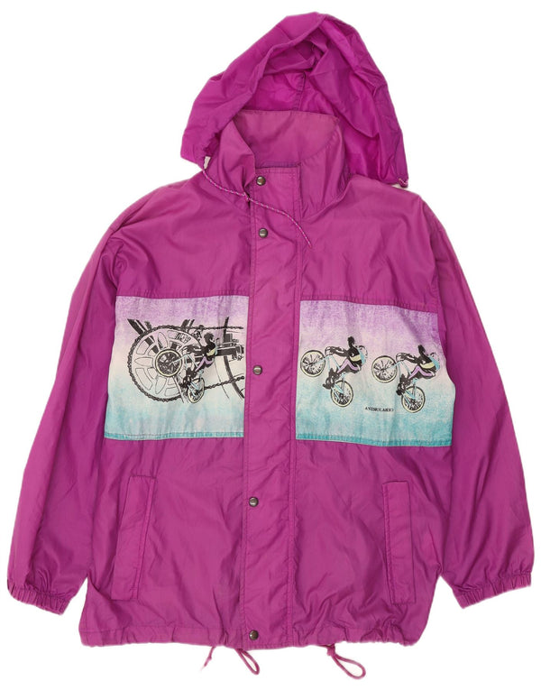 Męska kurtka przeciwdeszczowa z kapturem w stylu vintage UK 42 XL w kolorze fioletowym