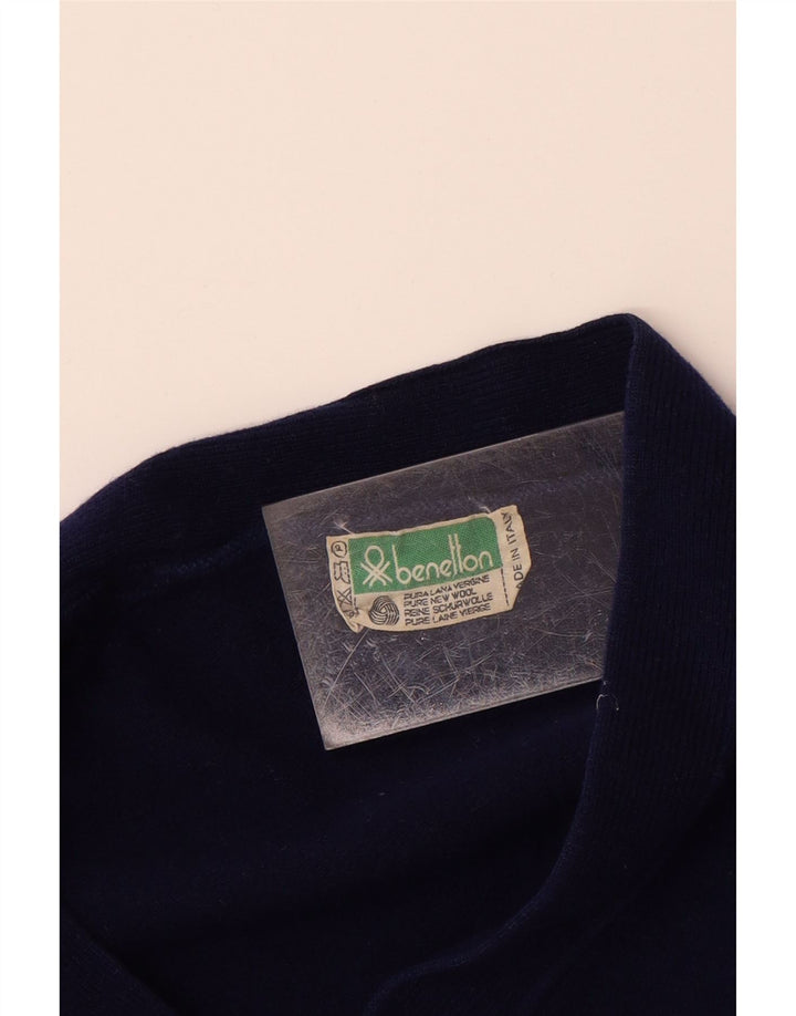 BENETTON Chłopięcy sweter kardigan 13-14 lat Granatowa wełna