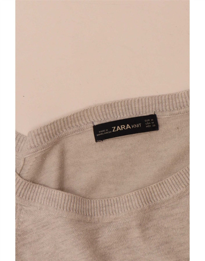 Damski sweter oversize z dekoltem w łódkę Zara UK 14 Średni szary wiskoza