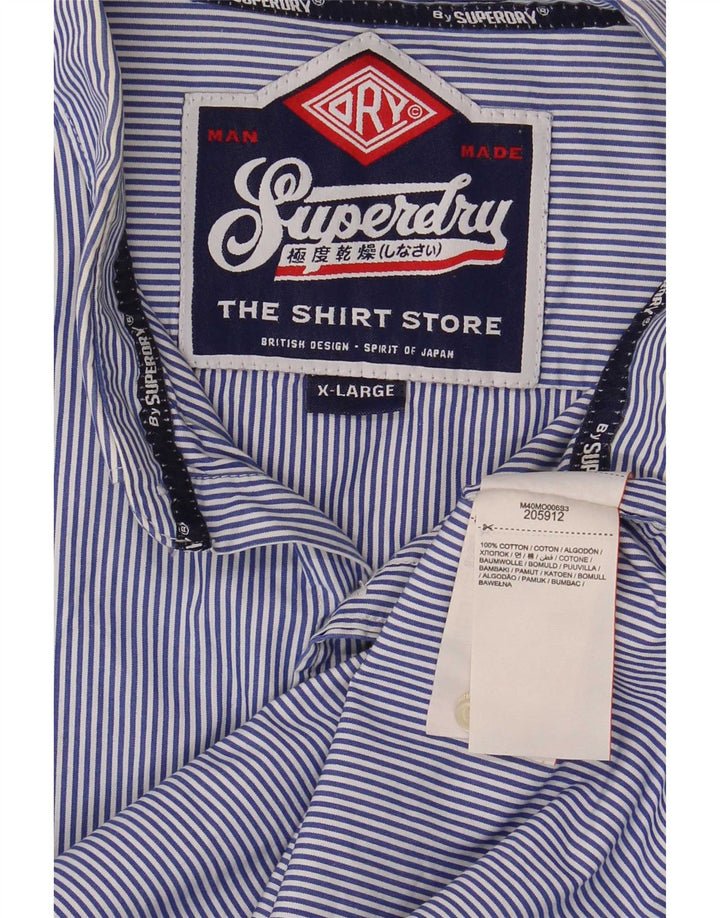 Koszula męska Superdry XL, niebieska, bawełniana w prążki