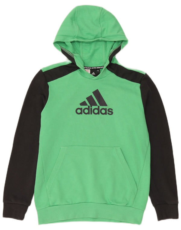 Chłopięca bluza z kapturem Adidas z grafiką 13-14 lat, bawełniana w kolorze zielonym