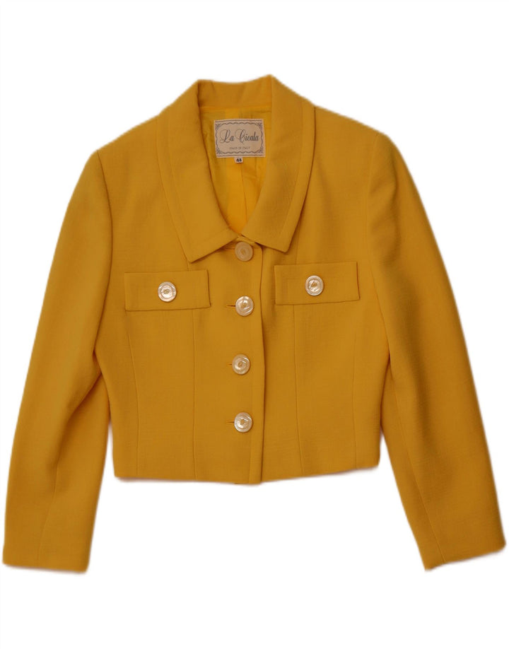 VINTAGE Damski komplet spódnic zapinanych na 4 guziki IT 44 Medium W26 Żółta wełna