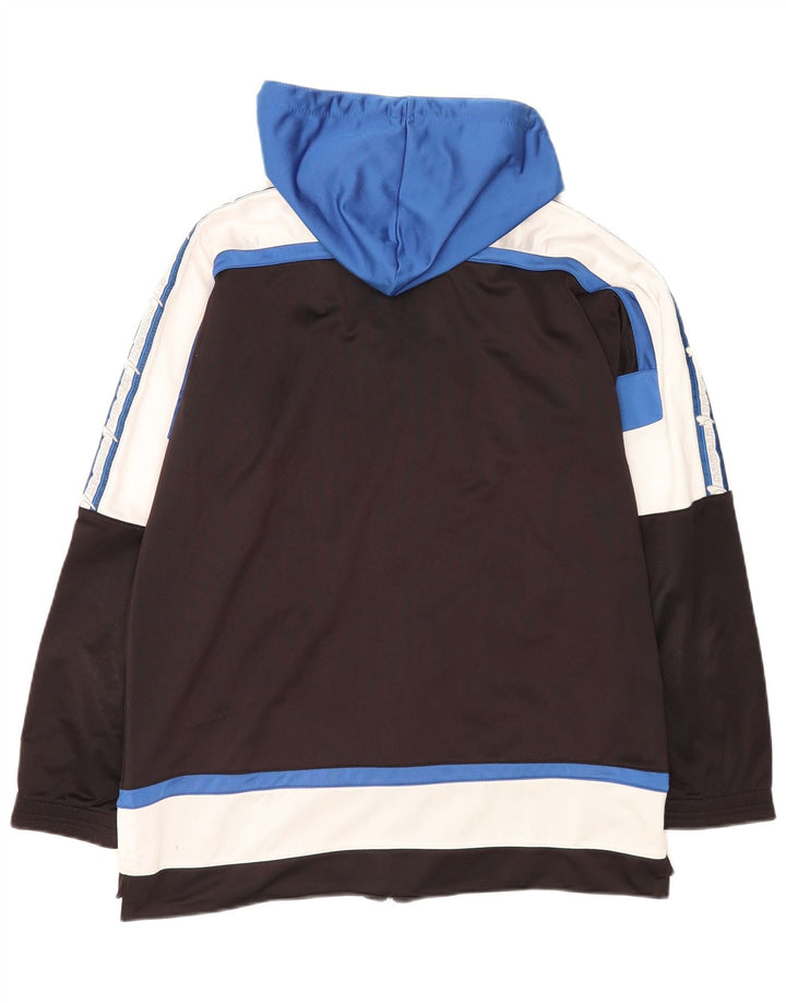 Męska kurtka dresowa z kapturem Kronos, średnia czarna, poliester w blokach kolorystycznych