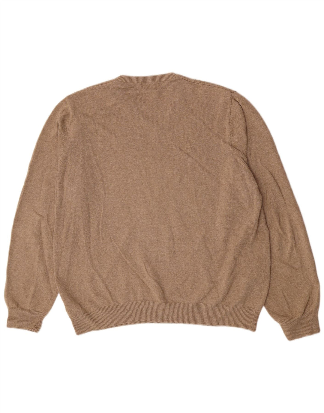Marks & Spencer Męski sweter z dekoltem w kształcie litery V, XL, beżowy, bawełniany