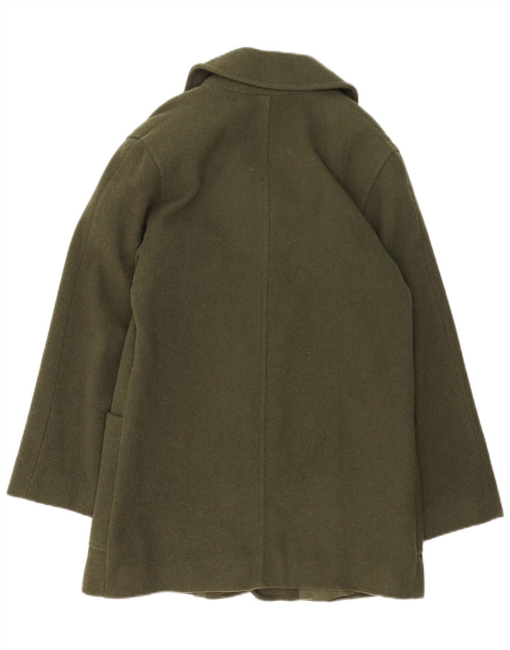 VINTAGE Damski płaszcz oversize UK 10 Small, zielona wełna
