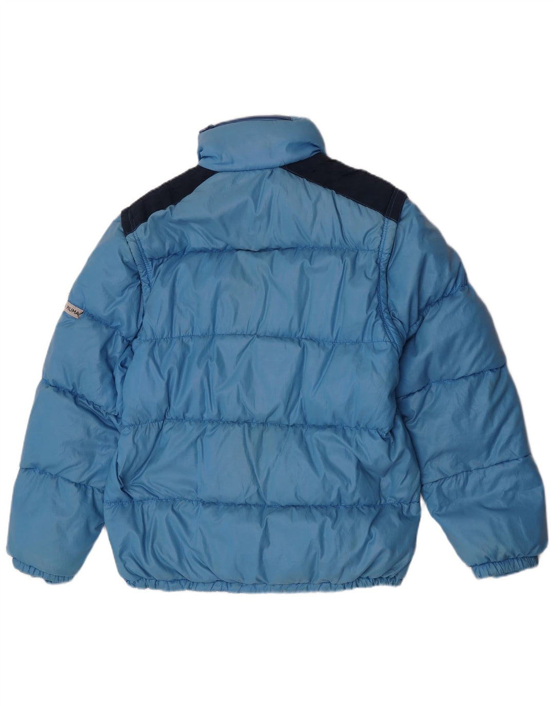 Męska wyściełana kurtka z kapturem w stylu vintage IT 52 XL Niebieski poliamid w blokach kolorów