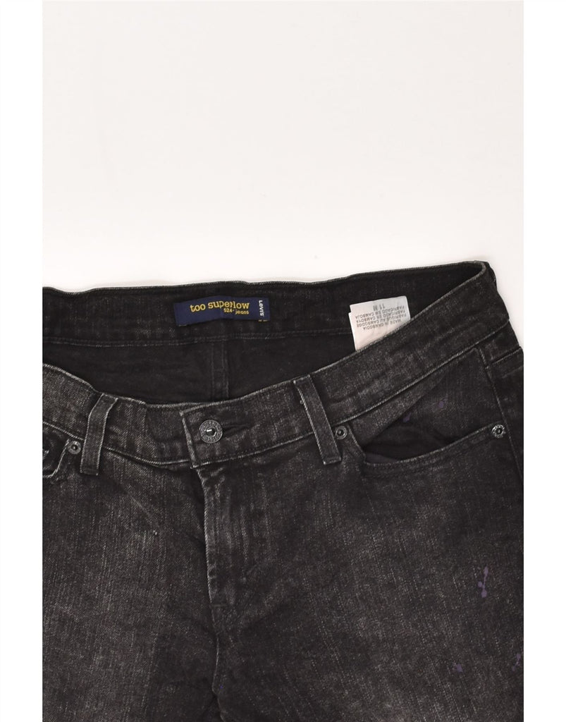 LEVI'S Womens 524 Super Low Slim Jeans UK 11 Large W34 L33  Black Cotton | Vintage Levi's | Thrift | Second-Hand Levi's | Used Clothing | Messina Hembry 