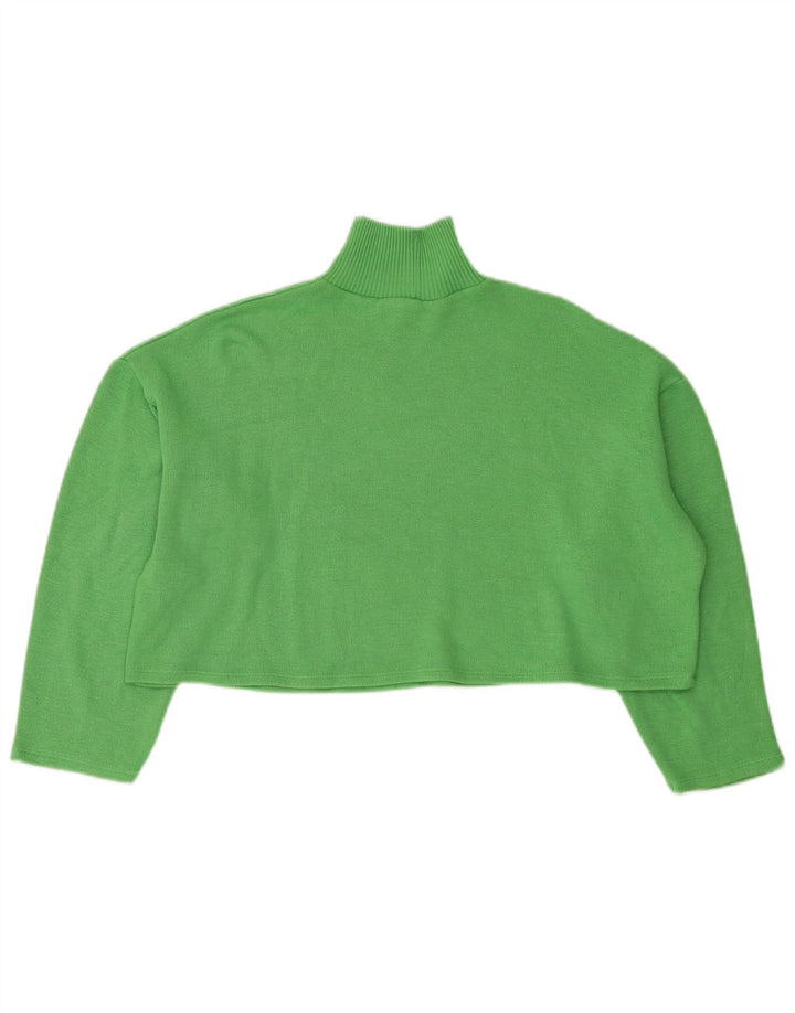 Damski krótki top Zara z długim rękawem, oversize UK 10, mały, zielony poliester