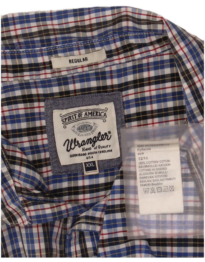 Koszula męska Wrangler z krótkim rękawem o regularnym kroju, bawełniana w niebieską kratkę 2XL