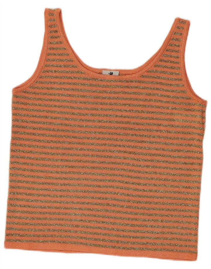 Vintage damski dzianinowy top na ramiączkach IT 42 w średnie pomarańczowe paski