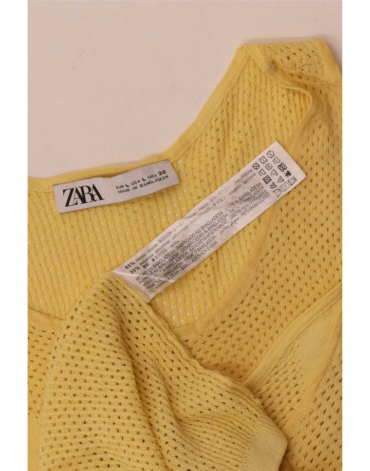 Damski top z prześwitującą kamizelką Zara UK 14, duża, żółta wiskoza
