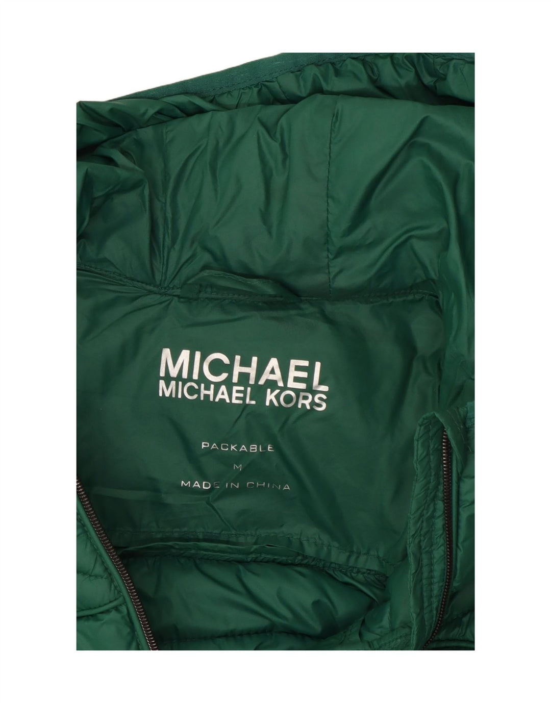 Damska wyściełana kurtka z kapturem Michael Kors UK 14 Średni zielony nylon