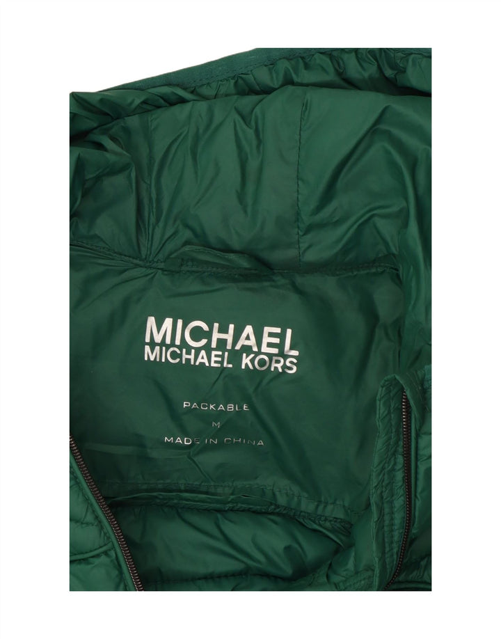 Damska wyściełana kurtka z kapturem Michael Kors UK 14 Średni zielony nylon