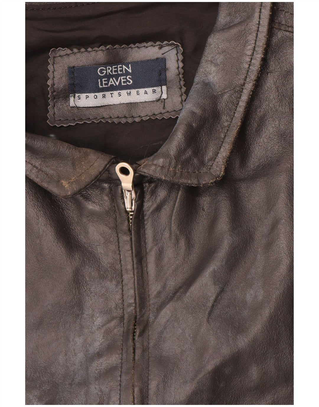 GREEN LEAVES Mens Leather Gilet Large Black Leather