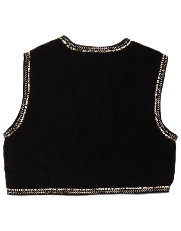 Aksamitna kamizelka damska Zara OPEN UK 18 XL, czarna, z poliestru w kwiaty