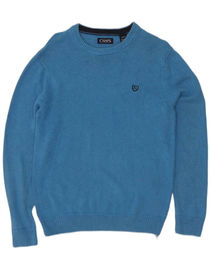 Męski sweter z dekoltem w łódkę Chaps, mały, niebieski, bawełniany
