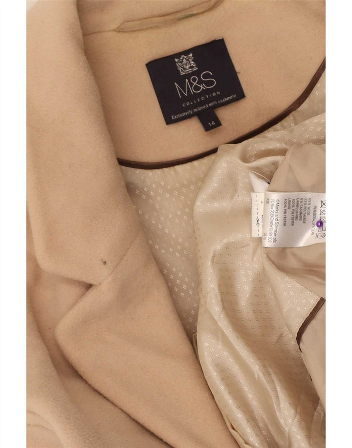 Marks & Spencer Płaszcz damski UK 14 Średni beż wełniany