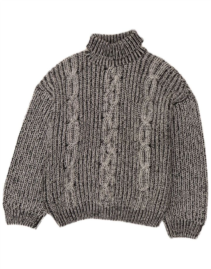 Vintage męski sweter z wywijanym dekoltem XL, szary