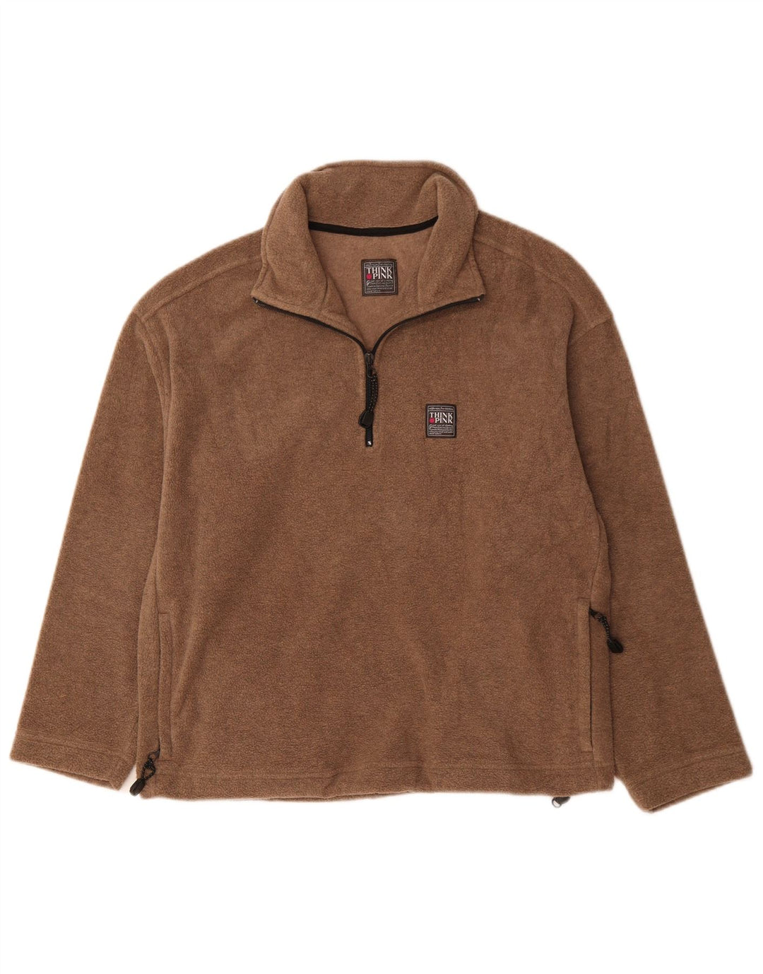 Think Różowy damski sweter polarowy z zamkiem błyskawicznym UK 14, średni brązowy poliester