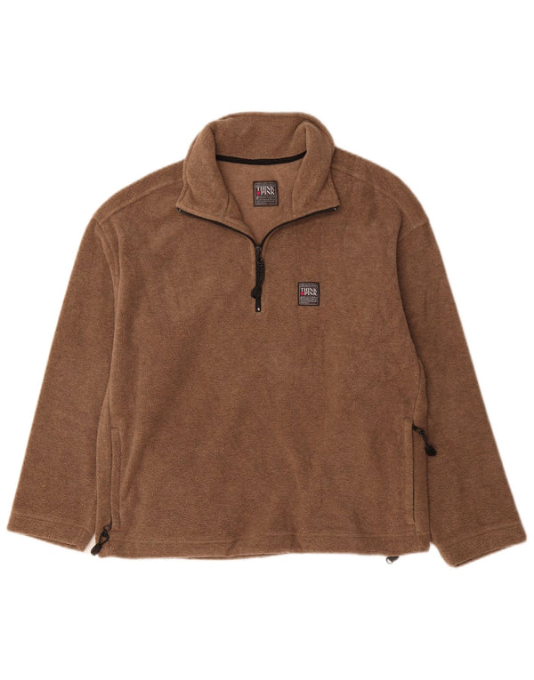 Think Różowy damski sweter polarowy z zamkiem błyskawicznym UK 14, średni brązowy poliester