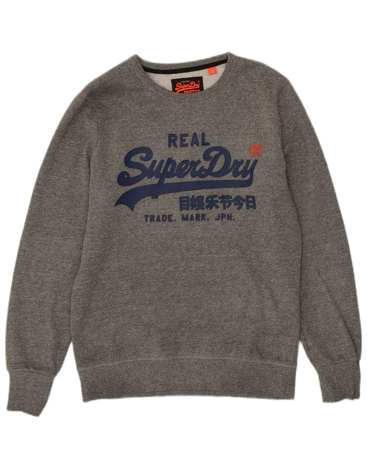 SUPERDRY Męska bluza z grafiką, duża, szara, nakrapiana bawełna