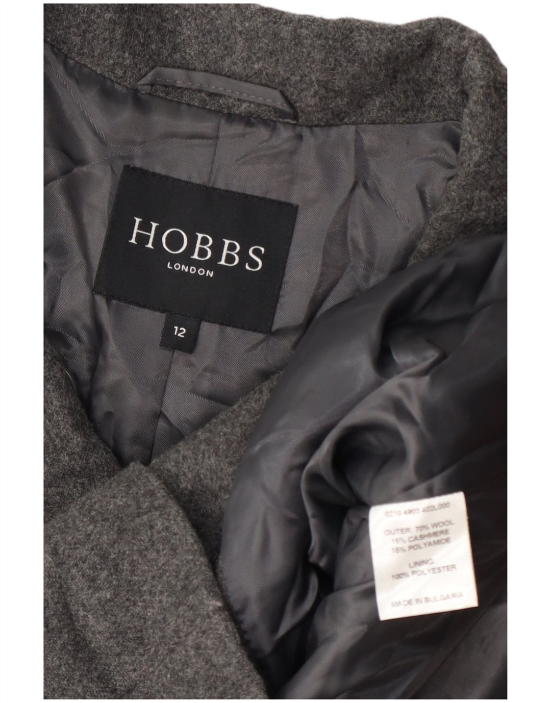 Płaszcz damski Hobbs Pea Coat UK 12 Średni szary wełniany